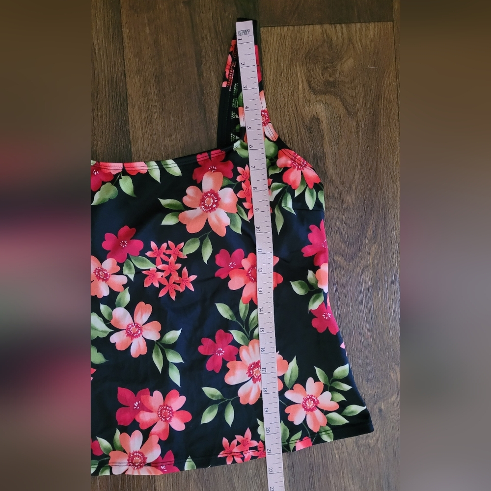 Lands' End Lined Floral Tankini Top, Women's 16 Regular, Black with Pink Floral - Picture 8 of 8